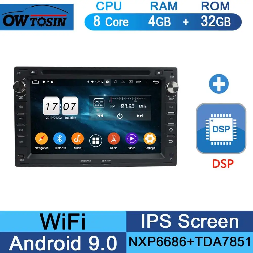 " ips 8 Core 4G+ 64G Android 9,0 автомобильный dvd-радио GPS для VW Sharan Lupo Golf Polo Bora Passat B5 транспортер DSP CarPlay Parrot BT - Color: 32G DSP