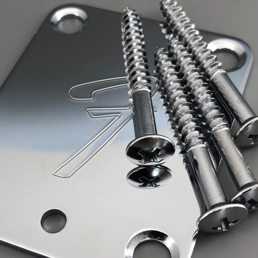 

Chrome F Guitar Neck Plate Micro Tilt for Strato and tele guitar