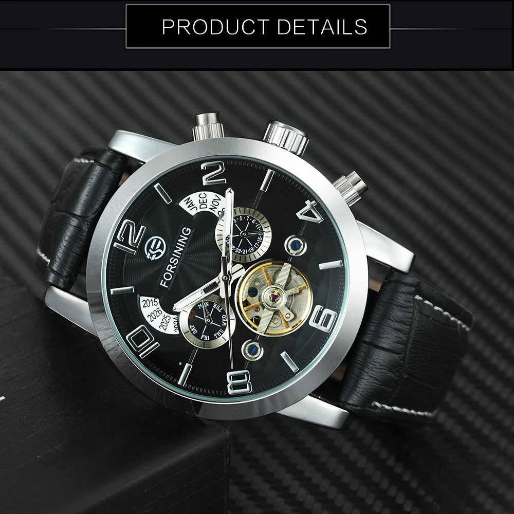 Часы FORSINING Мужские механические с календарем и турбийоном 2019|box brand|watch brand menwatch men |