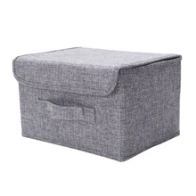 New-Cotton Linen Fabric Folding Cd Storage Boxes Foldable Bins Toys Organizer With Lids And Handles Storage Basket Laundry Bas