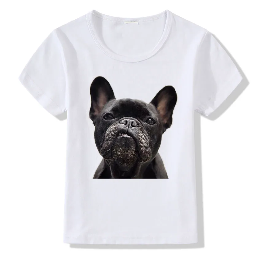 Модные футболки с принтом «Мопс», «Французский бульдог», детские летние топы для мальчиков и девочек, брендовая футболка с 3d рисунком собаки, детская одежда