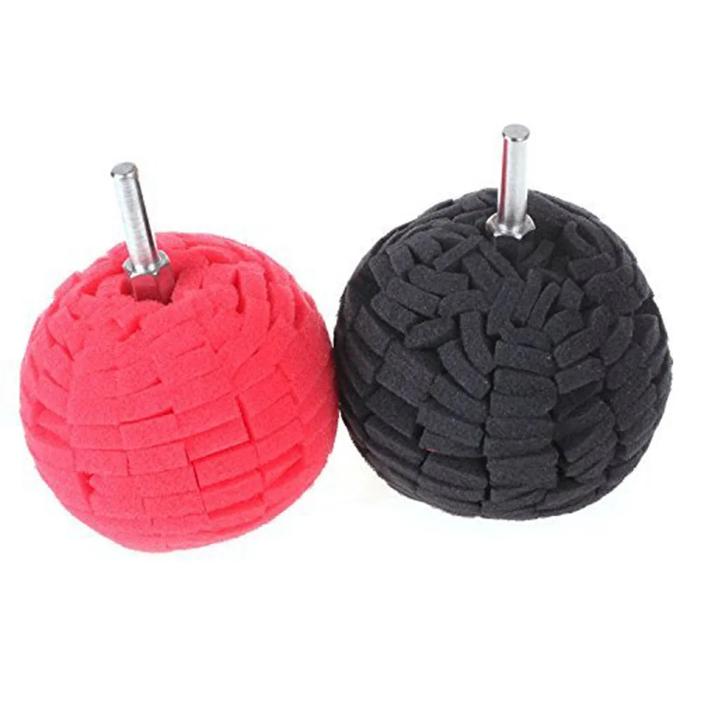 

SPTA Red & Black 3inch / 4Inch (80mm / 100mm) Buffing Ball Finishing Buff Polishing Ball Pad For Car Buffer Polishing