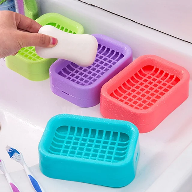 1PCS Plastic Soap Dish Plastic Bathroom Creative Double draining soap