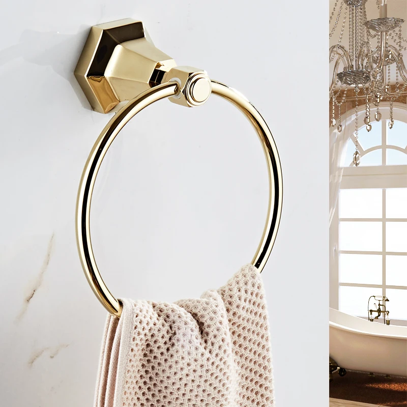 Towel Rings Solid Brass Gold Wall Mounted Towel Holder Hangers Towel