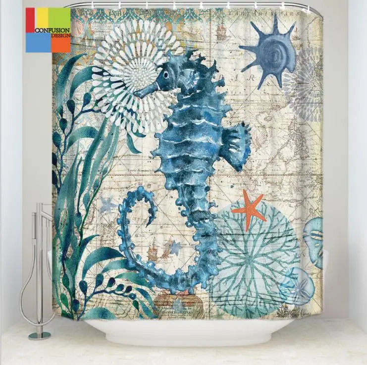 seahorse shower curtain