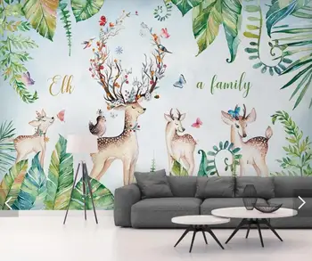 

ELK Tropical Banana Leaves Wallpaper Mural Hand Painted Rain Forest Contact Paper Murals Monstera Ceriman Wall Paper 3d