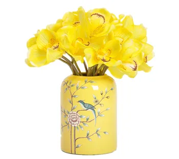 

10 pcs/Lot Yellow New Latex Orchid Bride Banquet Flower Real Touch Fake Flower Wedding Party Fake Flower Flower Free Shipping