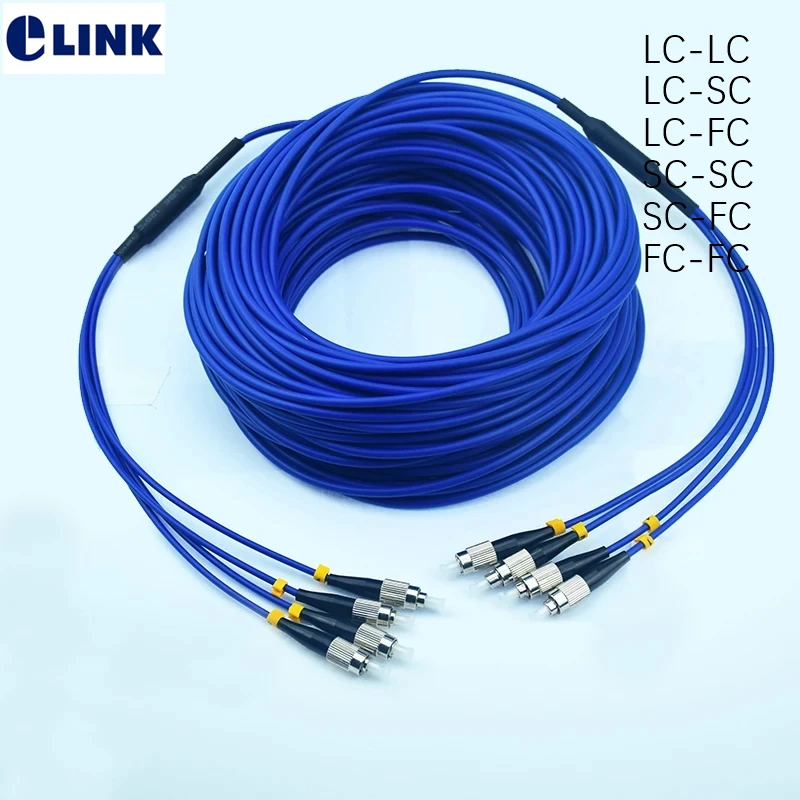 

50mtr 4 core Armored fiber patchcords SC LC FC ST UPC APC Singlemode 4 fibers Armored optical fibre jumper cable ELINK ftth 50M
