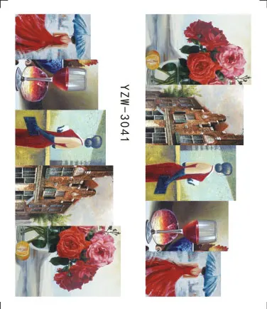 Наклейки для ногтей на выбор, цветные цветы, роза, валентинка, вода, полное покрытие, наклейки для дизайна ногтей, амулеты - Цвет: YZW-3041