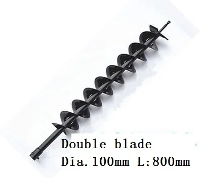 Double Blade 100 мм сверхмощный почвенный Земляной Бур, коронки для бензиновых сверл, электрический молоток и водный Бур, длина 800 мм - Цвет: Double Blade