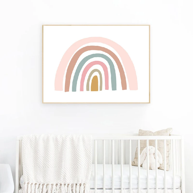 Rainbow print kids room decor
