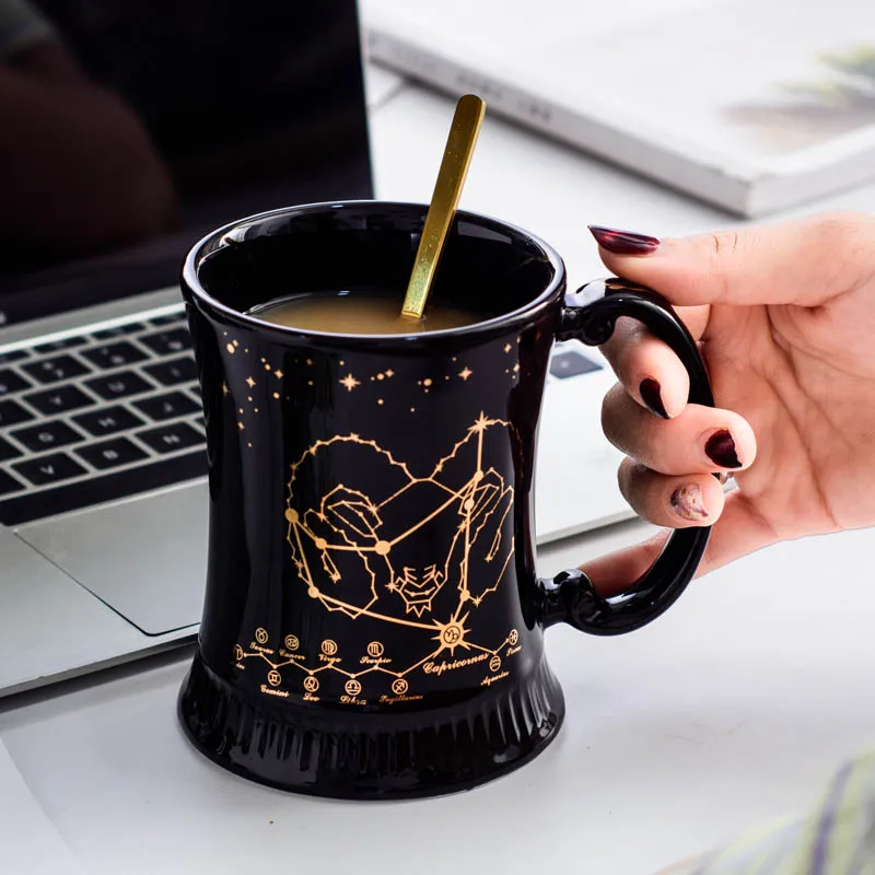 Roman Column 12 Constellation Cup with Spoon Delicate Gift Box Ceramic Couple Water Cup Coffee Cup Ins Mark Cup