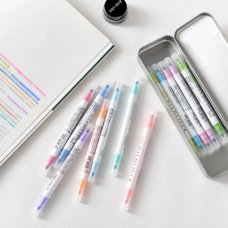 12 цветов/набор двойная головка флуоресцентная ручка Mildliner хайлайтеры цветной маркер ручка школьные принадлежности кавайи Escolar Papelaria
