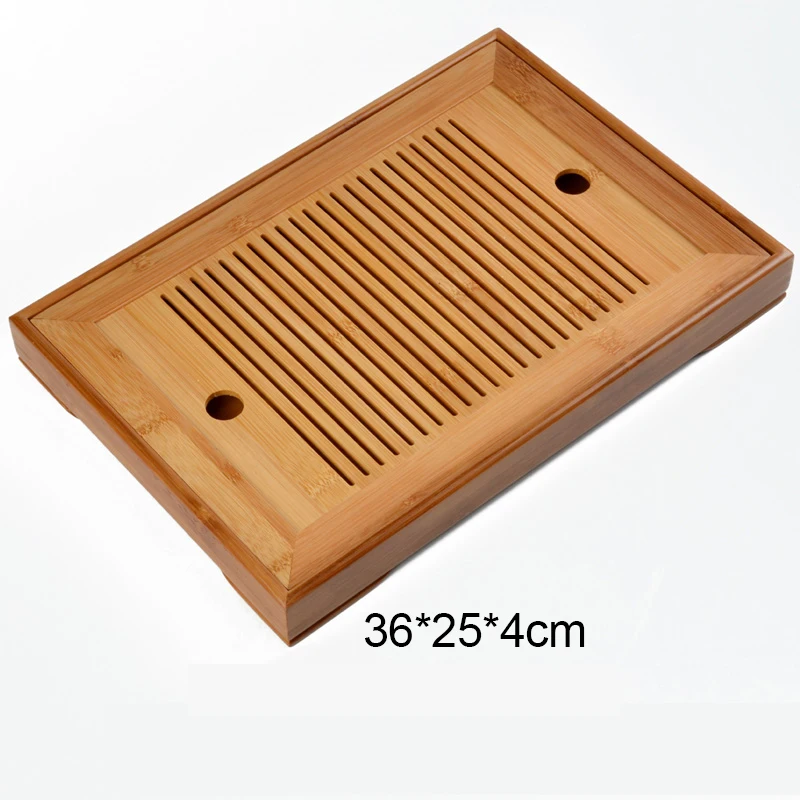 Kung Fu Tea Set Natural Bamboo Tea Tray Rectangular Traditional Puer