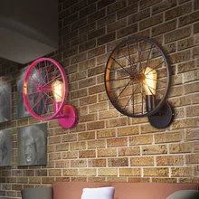 ¡Lámpara de pared Retro! Luz de tubería de agua de hierro industrial Loft. Lámpara de rueda de bicicleta creativa bar inn accesorio de iluminación para el hogar deco art