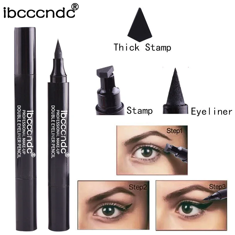 

2018 New Black Double Head Eyeliner Pen Sexy Eye Cosmetics Eyeliner Stamp Pencil Makeup Tools Maquiagem Eye Liner Combination