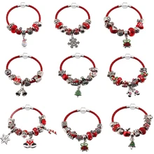 BAOPON Рождество микс Стиль Красный Кристалл бусины Шарм браслеты подходят DIY кожа бренд браслеты и браслеты Femme Pulsera