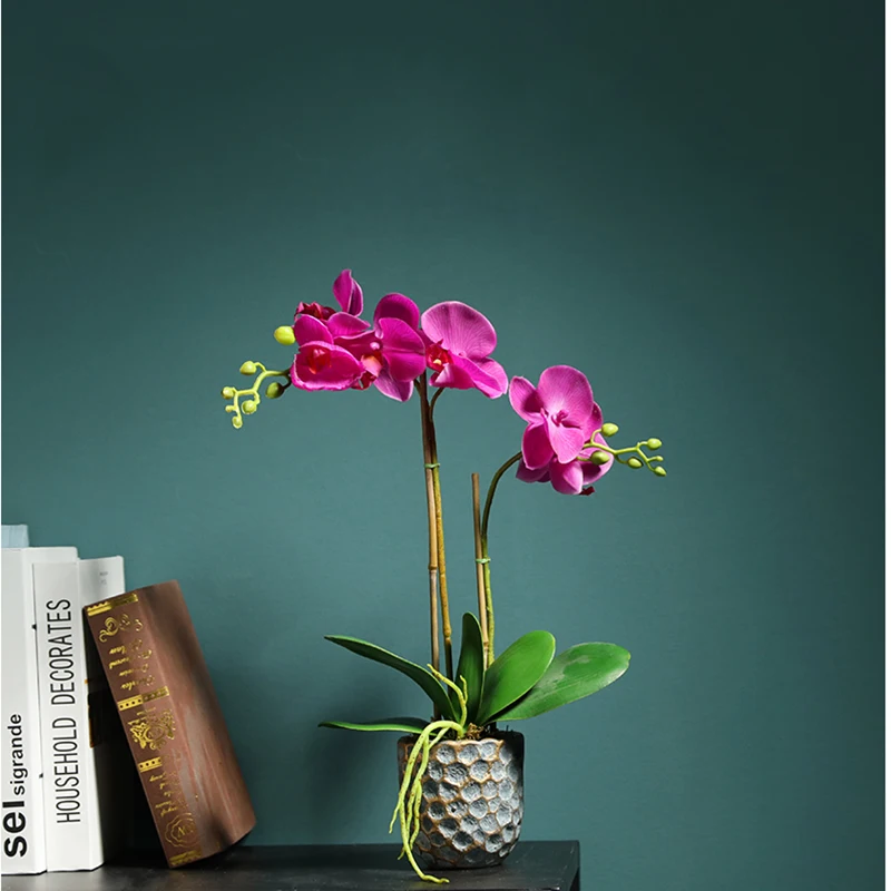 Большой искусственный танцующий цветок орхидеи с горшками для домашнего декора отеля искусственный фаленопсис Горшечное растение бонсай высокое качество