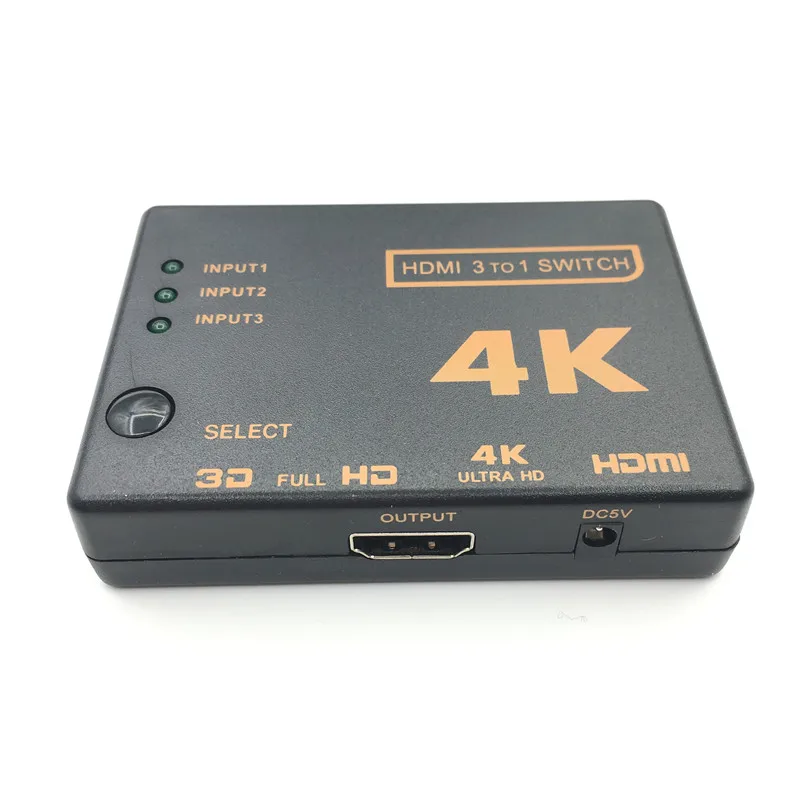 HDMI переключатель 3 порта 4 к* 2 к коммутатор сплиттер коробка Ultra HD для DVD HDTV для Xbox для PS3 PS4 hdmi конвертер - Цвет: no controller