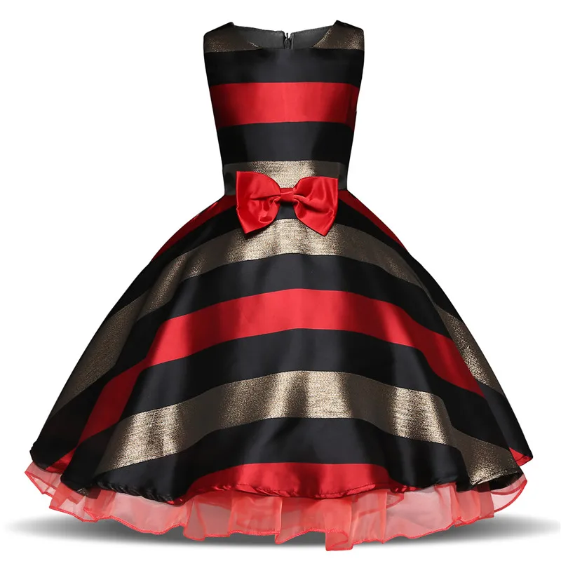 Красная полосатая одежда на Хэллоуин для девочек детские праздничные Бальные платья для девочек Рождественский костюм свадебные платья с цветами для детей от 4 до 10 лет