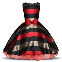 Красная полосатая одежда на Хэллоуин для девочек детские праздничные Бальные платья для девочек Рождественский костюм свадебные платья с цветами для детей от 4 до 10 лет