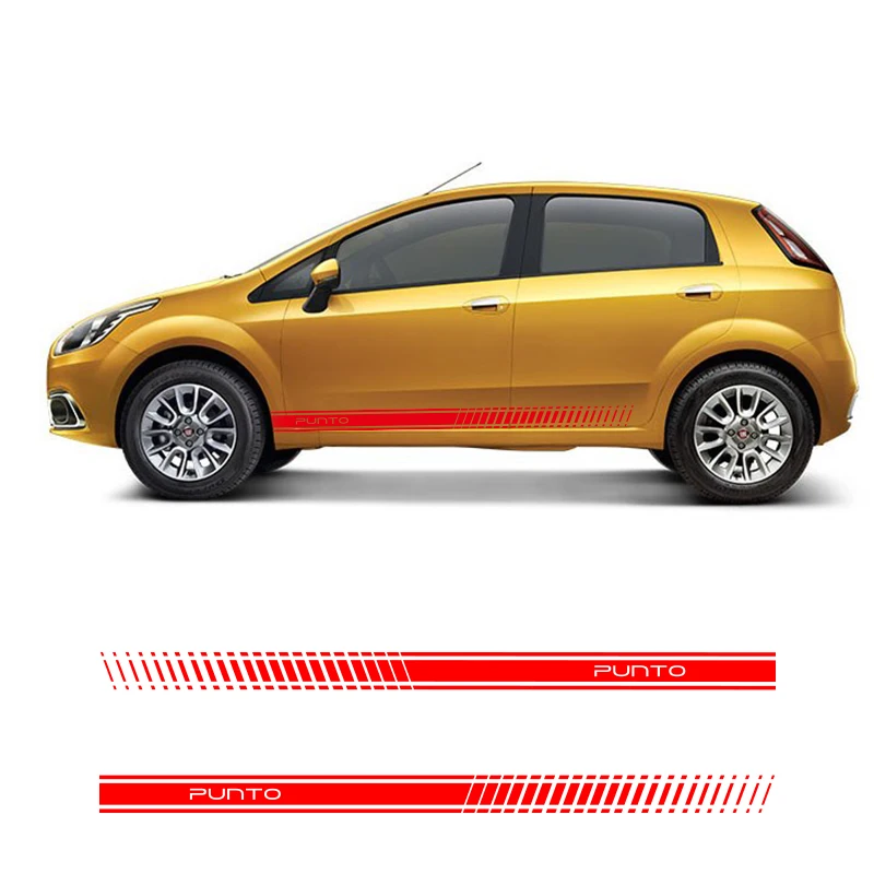 2 шт. гоночные боковые полосы автомобиля наклейки авто винил графика для Fiat Punto Abarth