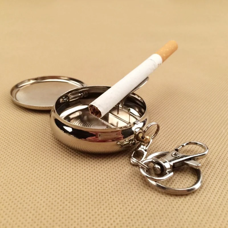 Portable Ashtray Cool Cat Round Metal Pocket Outdoor Ash Tray Smoking Accessories