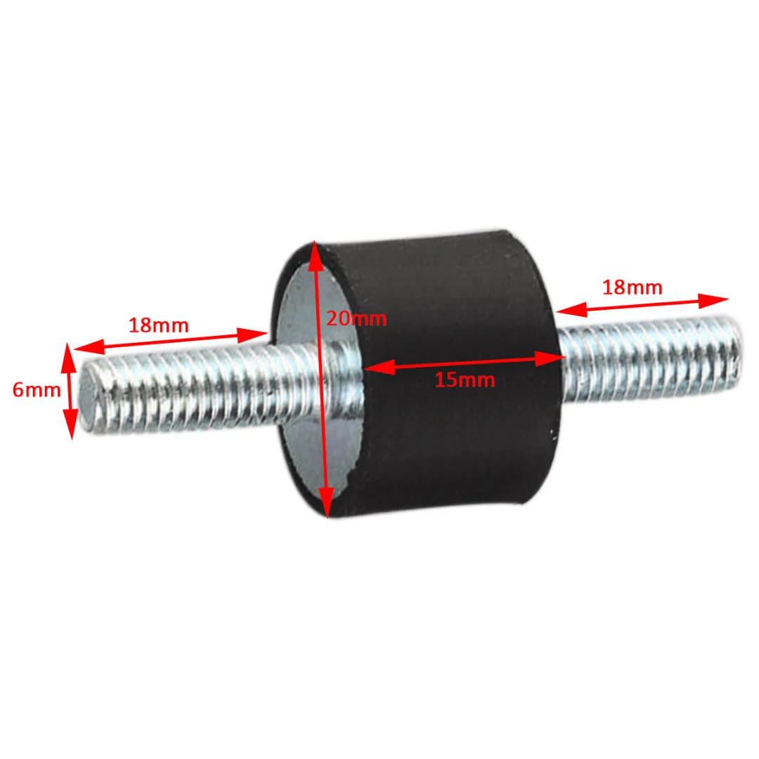 5pcs M6 Anti Vibration Rubber Mounts Isolators Bobbins Silentblock 15x20mm Black Silver Mayitr