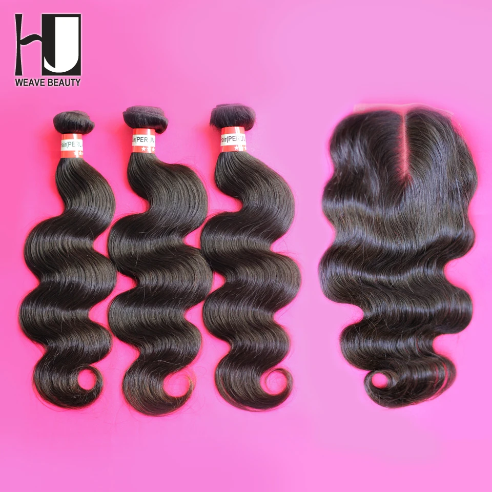 Unprocessed Peruvian Virgin Hair With Closure Free shipping 1 Piece Lace Closure with 3Pcs Hair Bundle,4pcs/lot,Body Wave