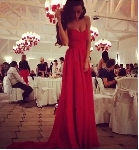 Cheap Elegant 2016 Evening Dresses A-line Sweetheart Sweep Train Chiffon Pleated Backless Long Formal Prom Gowns 2017 | Свадьбы и
