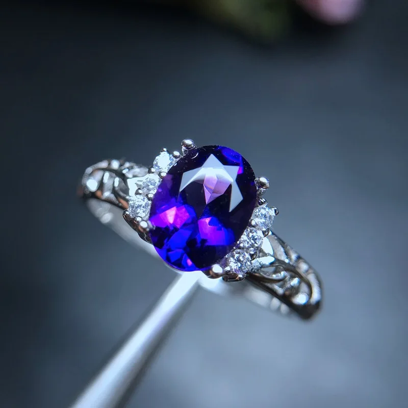 [MeiBaPJ натуральный аметистовый драгоченный камень модное кольцо для женщин Настоящее 925 пробы серебро ювелирные украшения