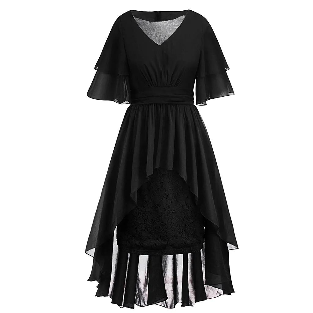 

Feitong Plus Size 5XL Dress For Women 2019 Summer Womens Vintage Lace Vintage Country Rock Dress Mujer Female Solid Color Dress