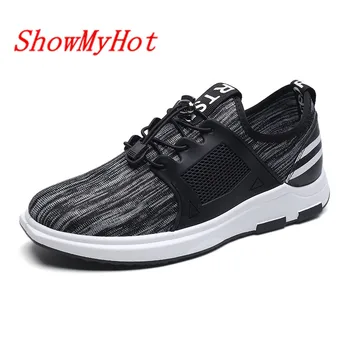 

ShowMyHot design men's Trainers Breathable Light Soft Flats shoes fly weave breathable mesh canvas shoes Loafers Deportivas