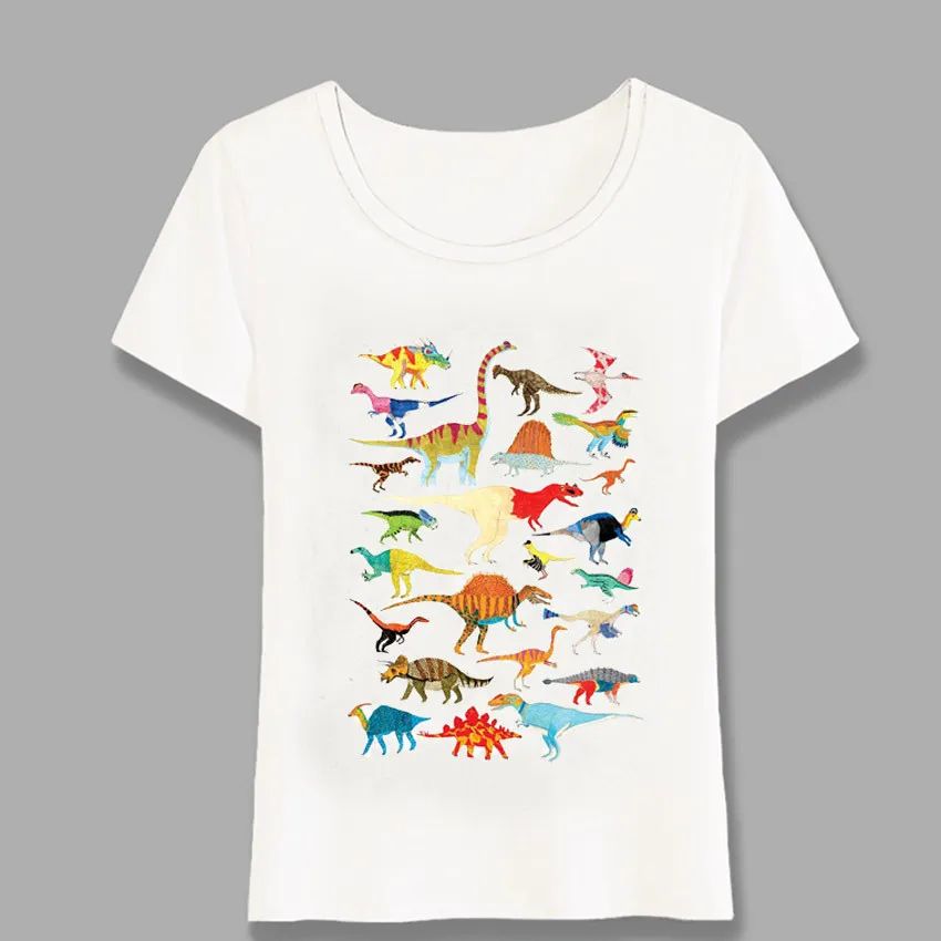 

Super Cute Dinosaur Cartoon T-Shirt Women Short Sleeve Strange Animal Design Casual Tops Hipster Cool Ladies Tees Harajuku