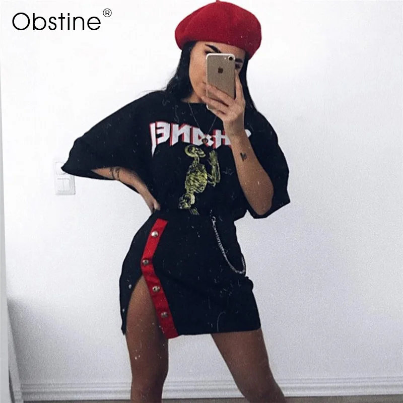 Obstine сексуальная сторона Разделение юбка карандаш Для женщин 2018 Высокая Талия