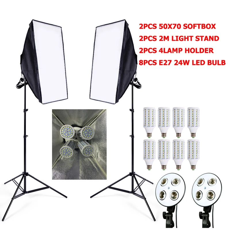 Prix pour 8 pcs 24 w LED E27 Ampoule Photo stuido Doux Boîte ensemble vidéo kit d'éclairage flash softbox réflecteur matériel 2 ps softbox 2 ps lumière stand Prix pour 8 pcs 24 w LED E27 Ampoule Photo stuido Doux Boîte ensemble vidéo kit d'éclairage flash softbox réflecteur matériel 2 ps softbox 2 ps lumière stand