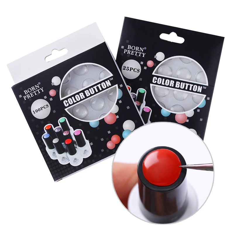 

25Pcs BORN PRETTY Silicone Color Button Set Transparent Adhesive Paster Display Kits Manicure Tools for UV Gel Polish Lacquer