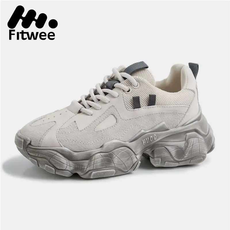 

Taoffen Women Sneakers Genuine Leather Sports Running Shoes Women Outdoor Casual Thick Bottom Platform Footwear Size 35-42