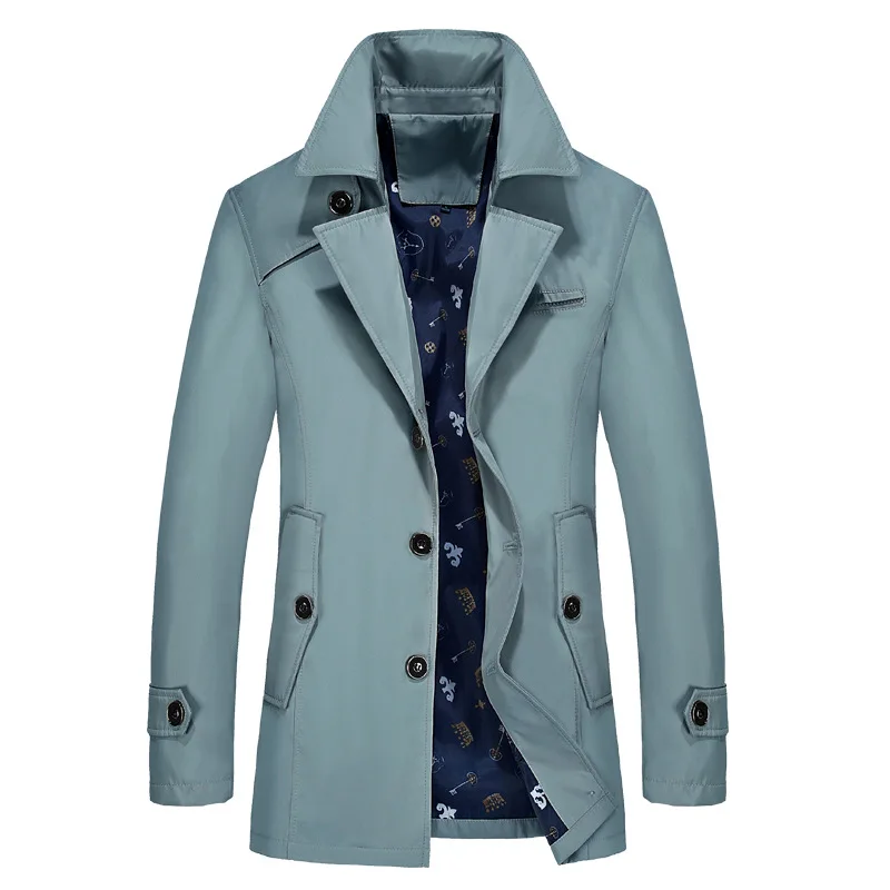 Мужская повседневная куртка FGKKS однотонная деловая Тренч Длинная ветровка