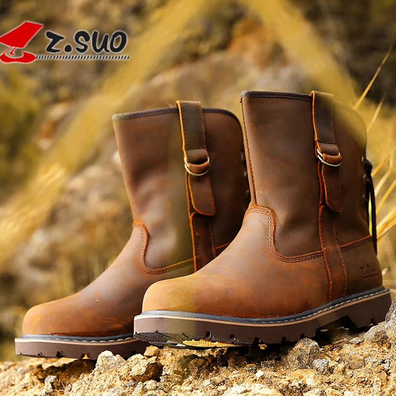 

2019 Spring Autumn Cow Leather Brown Men Boots Genuine Leather Rubber Men Motorcycle Boots Retro Handmade Fashion Men Boots 992D