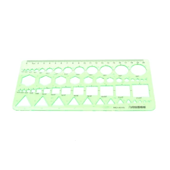 

0-20cm Ruler Green Plastic Circles Squares Straight Geometric Template Ruler For Student School Stationery