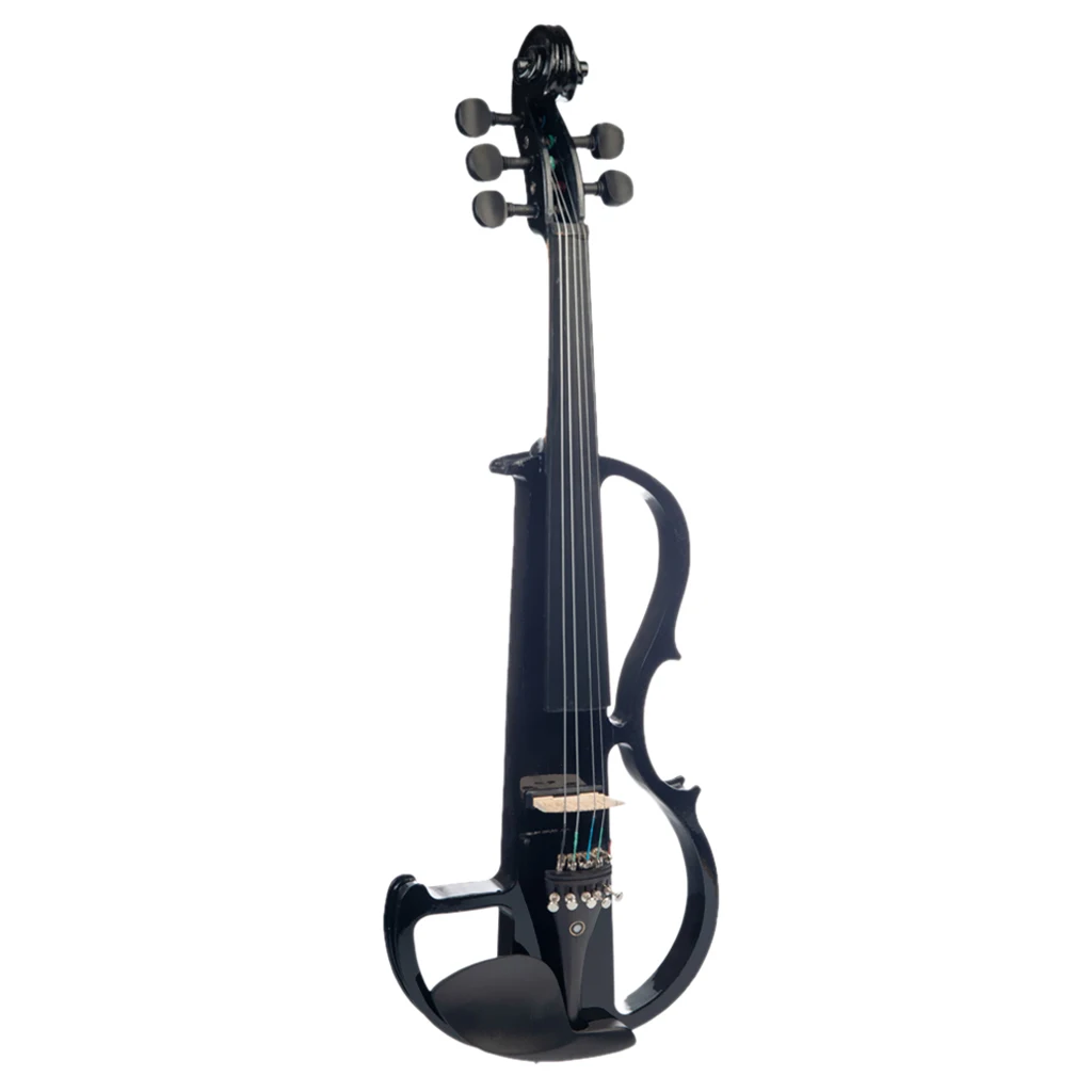 4/4 Solid Wood Black 5 String Electric Violin Kit Musical Instrument with Bow Case Rosin Headphone Cable Gift for Violin Players