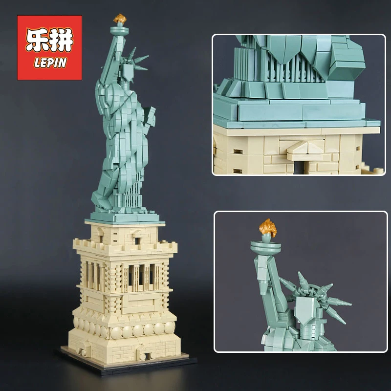 Lepin 17011 Architecture Series the Statue of Liberty Set Model 21042 Building Blocks Bricks Creative Toys for Children Lepin hot toys nanoblock world famous architecture statue of liberty building blocks mini construction brick model iblock fun for kid