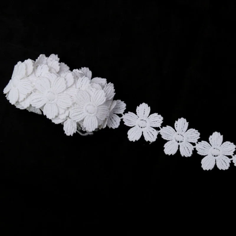 Misaya 2Y вышитая маленькая Цветочная молочная шелковая кружевная лента швейная аппликация кружевная Лента Свадебные украшения для оформления вечеринок Ширина 3,5 см - Цвет: White