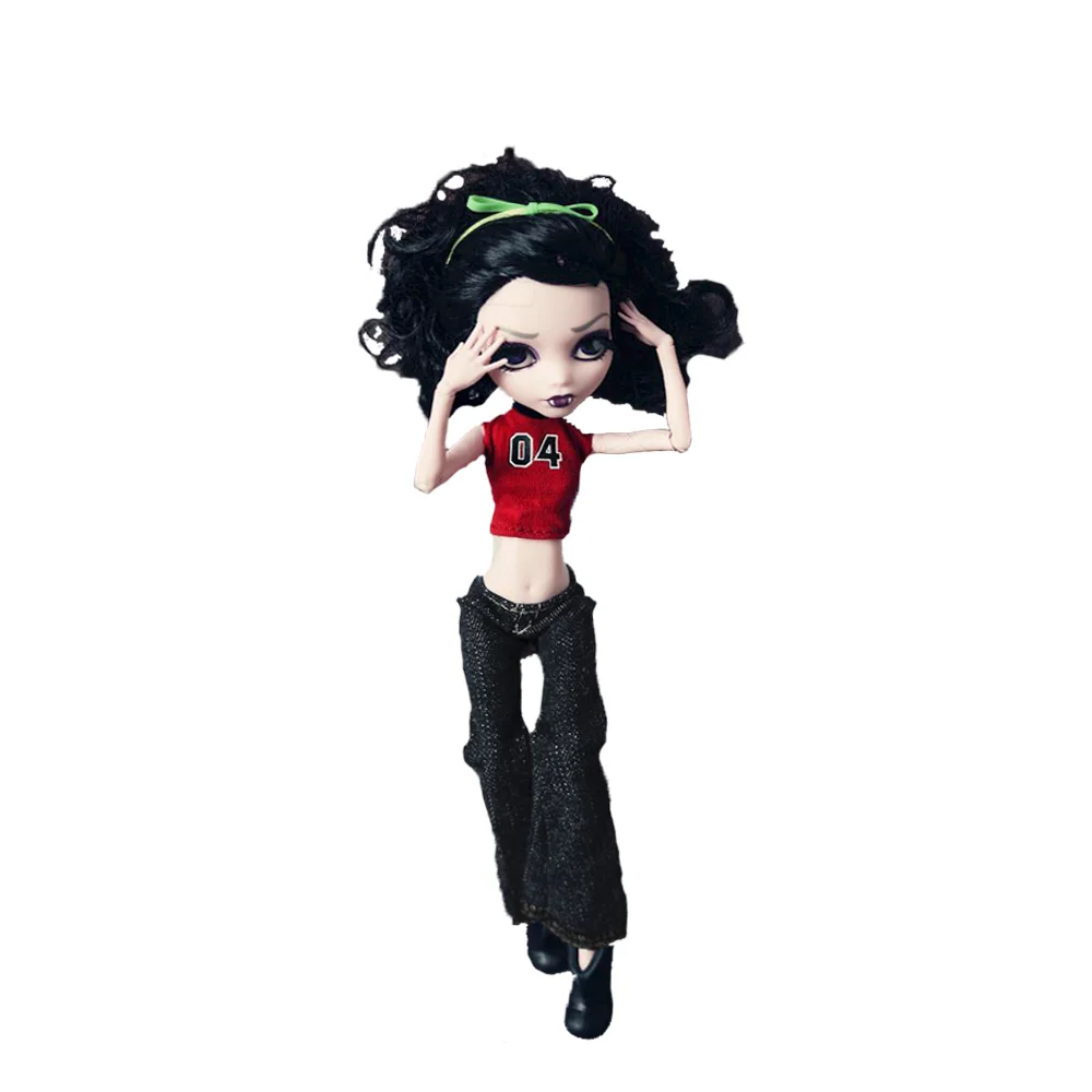 Rosana/Одежда для куклы Monster High, повседневная одежда, костюм, вечерние костюмы, юбка, кофта и штаны, штаны, наряд, аксессуары для кукол - Цвет: Red sweatshirt set