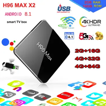 

H96 MAX X2 4GB 64GB Android 8.1 TV Box S905X2 USB3.0 H.265 4K 1080P Remote Control Set Top Box Google Play H96 MAX Media Player