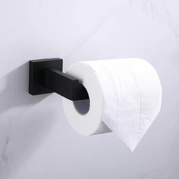 

Stainless Steel Wall Mounted Toilet Roll Paper Holder Shelf Rack Roller Bathroom Kitchen Toilet Tissue Roll Hanger Black