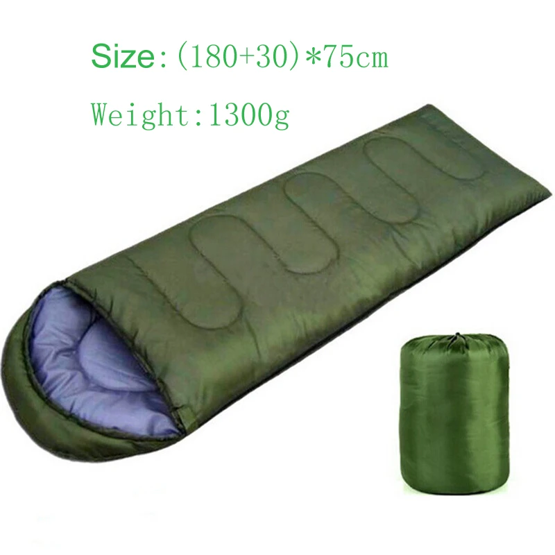 1300G ArmyGreen 0,7-1,3 кг спальный мешок для кемпинга(180+ 30)* 75 см 4 сезона теплый и спальный мешок от холода альпинизмом спальный мешок для путешествий на открытом воздухе - Цвет: 1300G ArmyGreen