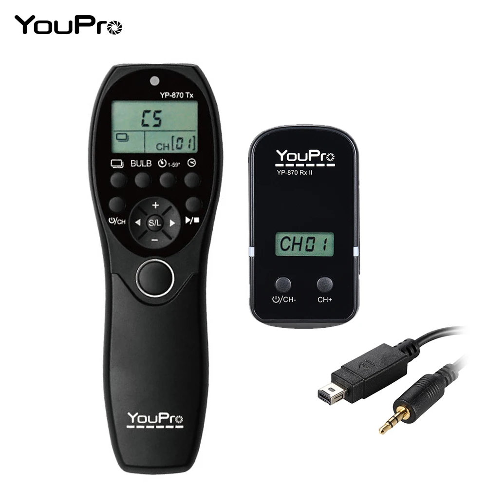 

YouPro YP-870 S2 2.4G Wireless Remote Control LCD Timer Shutter Release Transmitter Receiver 32 Channels for Sony DSLR Camera