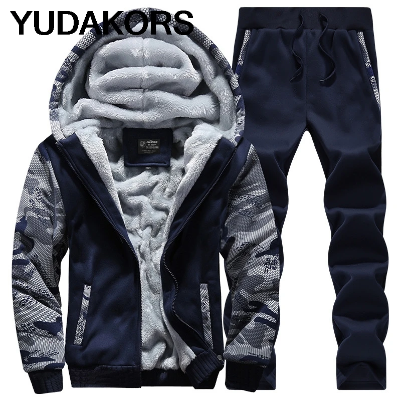 

Hoodie Pants Clothing Male Winter Plus Velvet Hoodie Men Print Hooded Coats Long Sleeve and Long Pants sport Suit Homme YD146